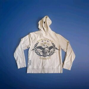 Christian Audigier Zip Hoodie Jacket‎ Army Surplus Eagle Beige Y2K Size Large